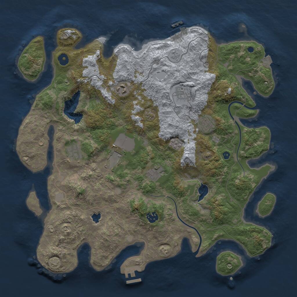 Rust Map: Procedural Map, Size: 4000, Seed: 449238745, 14 Monuments