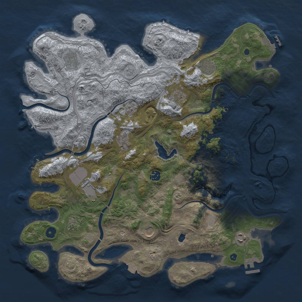 Rust Map: Procedural Map, Size: 4250, Seed: 1216959480, 16 Monuments