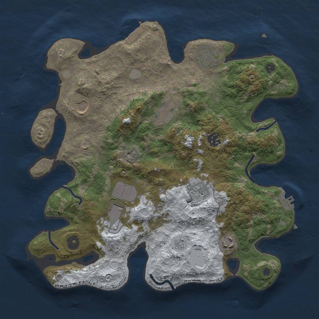 Rust Map: Procedural Map, Size: 3500, Seed: 1556672914, 16 Monuments