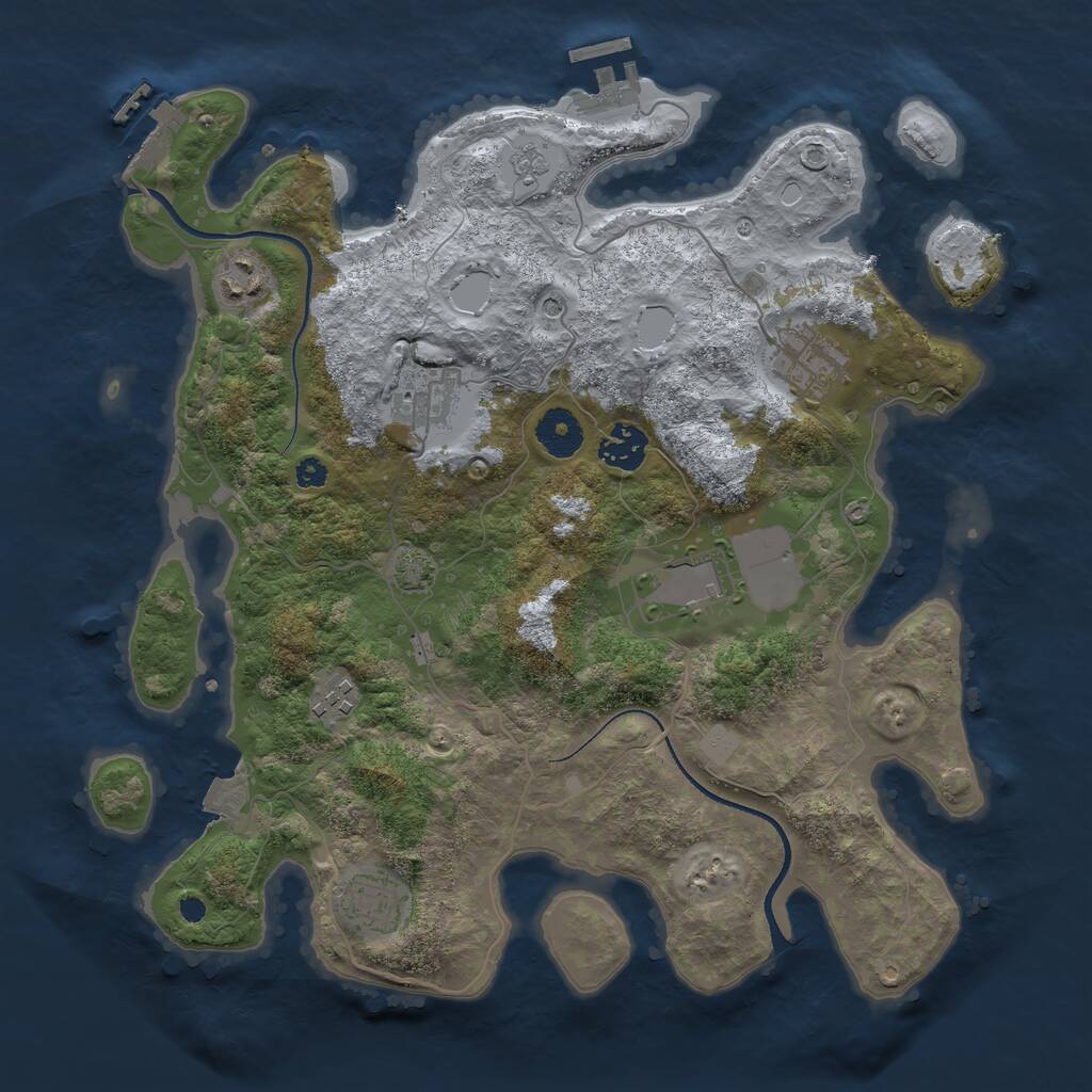 Rust Map: Procedural Map, Size: 3500, Seed: 1401781082, 13 Monuments