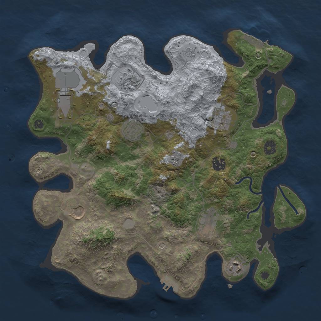Rust Map: Procedural Map, Size: 3500, Seed: 525282402, 18 Monuments