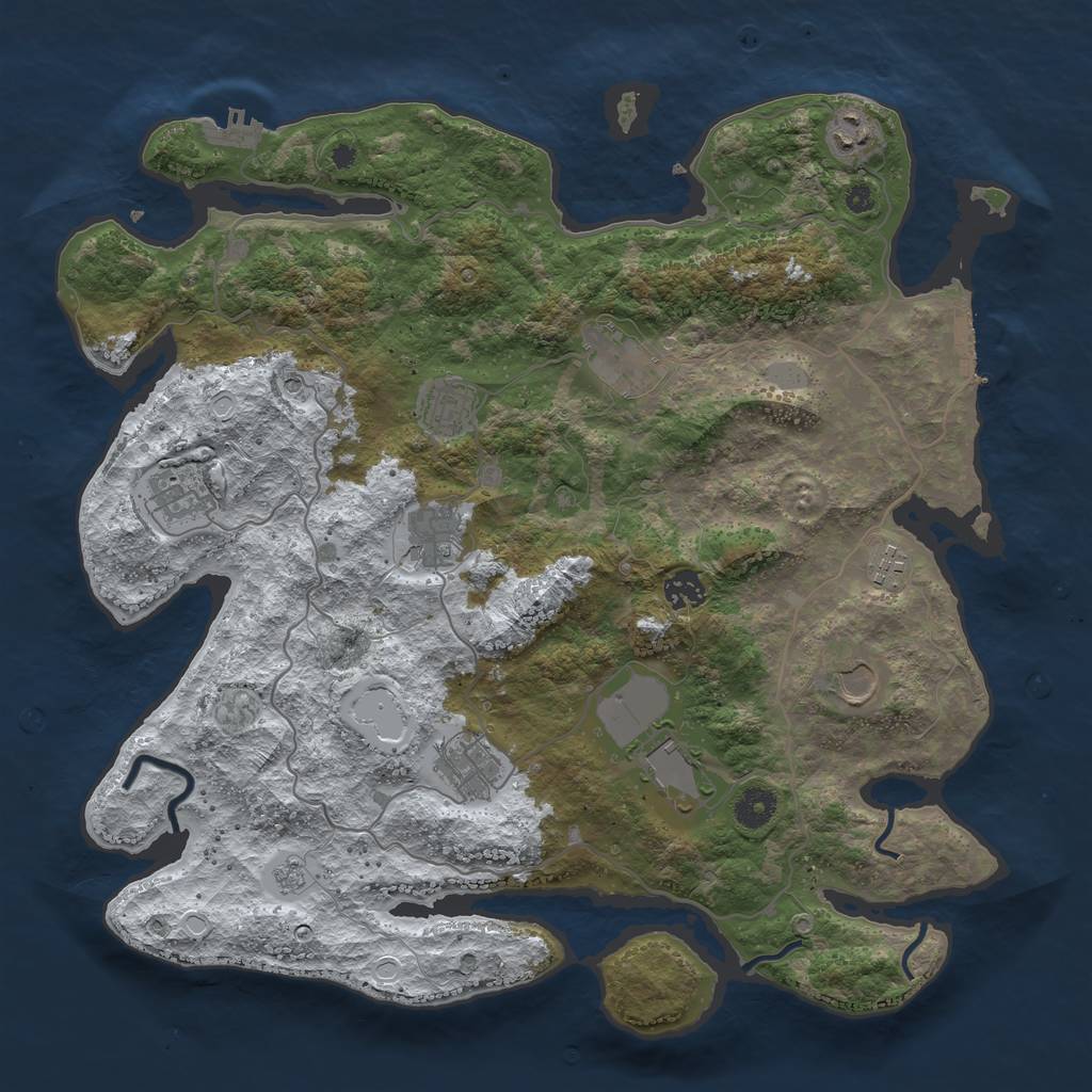 Rust Map: Procedural Map, Size: 4000, Seed: 655454, 19 Monuments