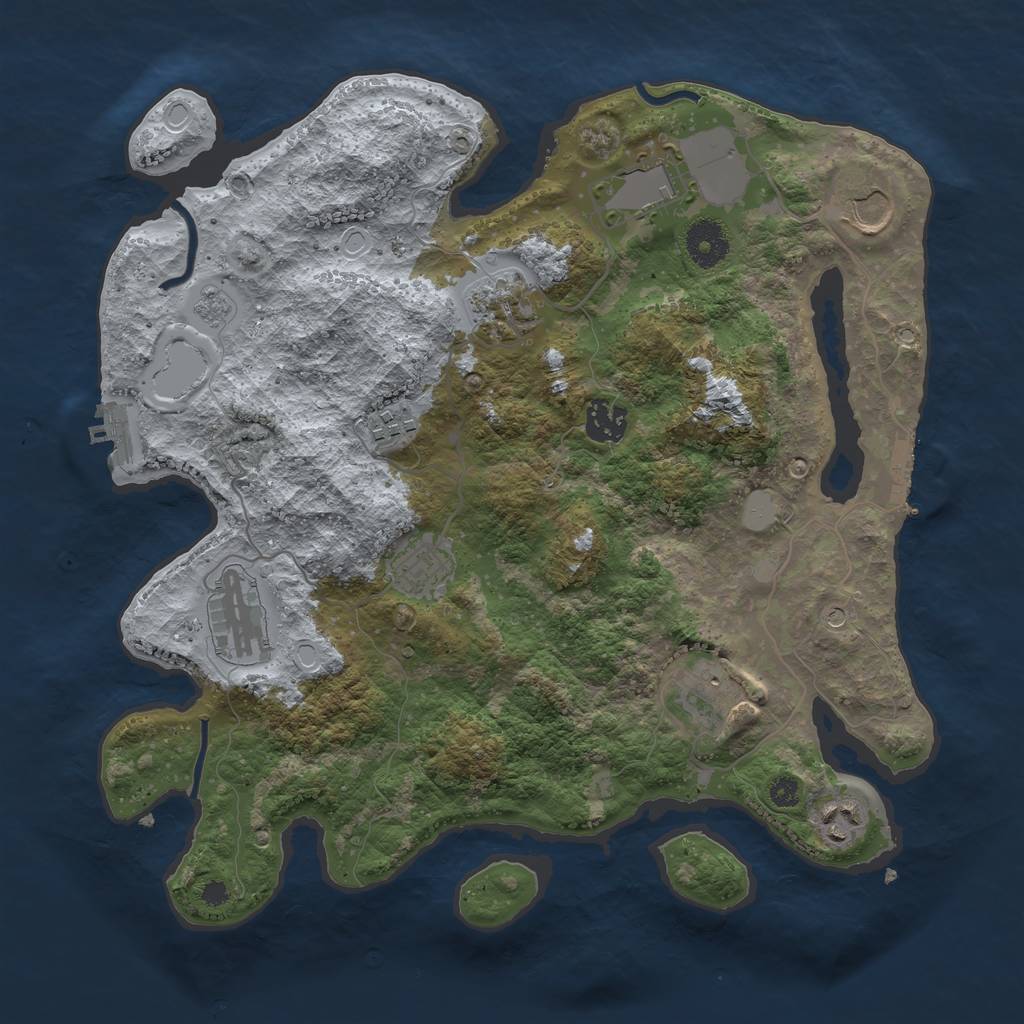 Rust Map: Procedural Map, Size: 3500, Seed: 602714975, 18 Monuments