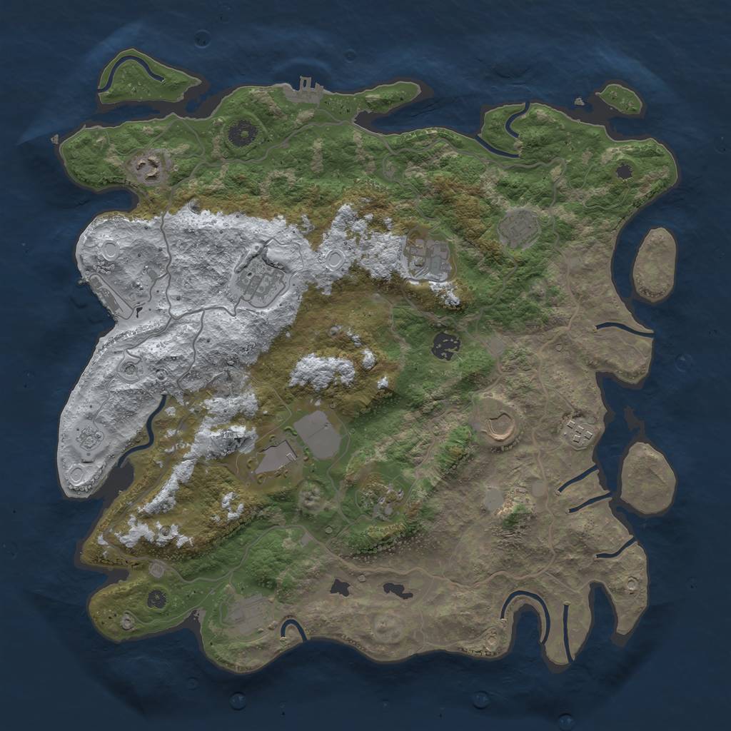 Rust Map: Procedural Map, Size: 4000, Seed: 2115706458, 19 Monuments