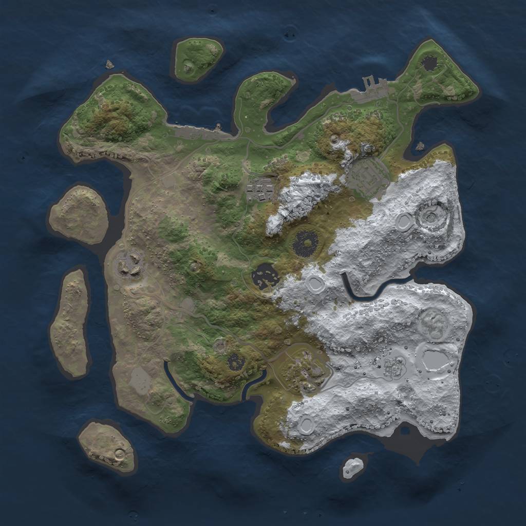 Rust Map: Procedural Map, Size: 3000, Seed: 394663, 14 Monuments