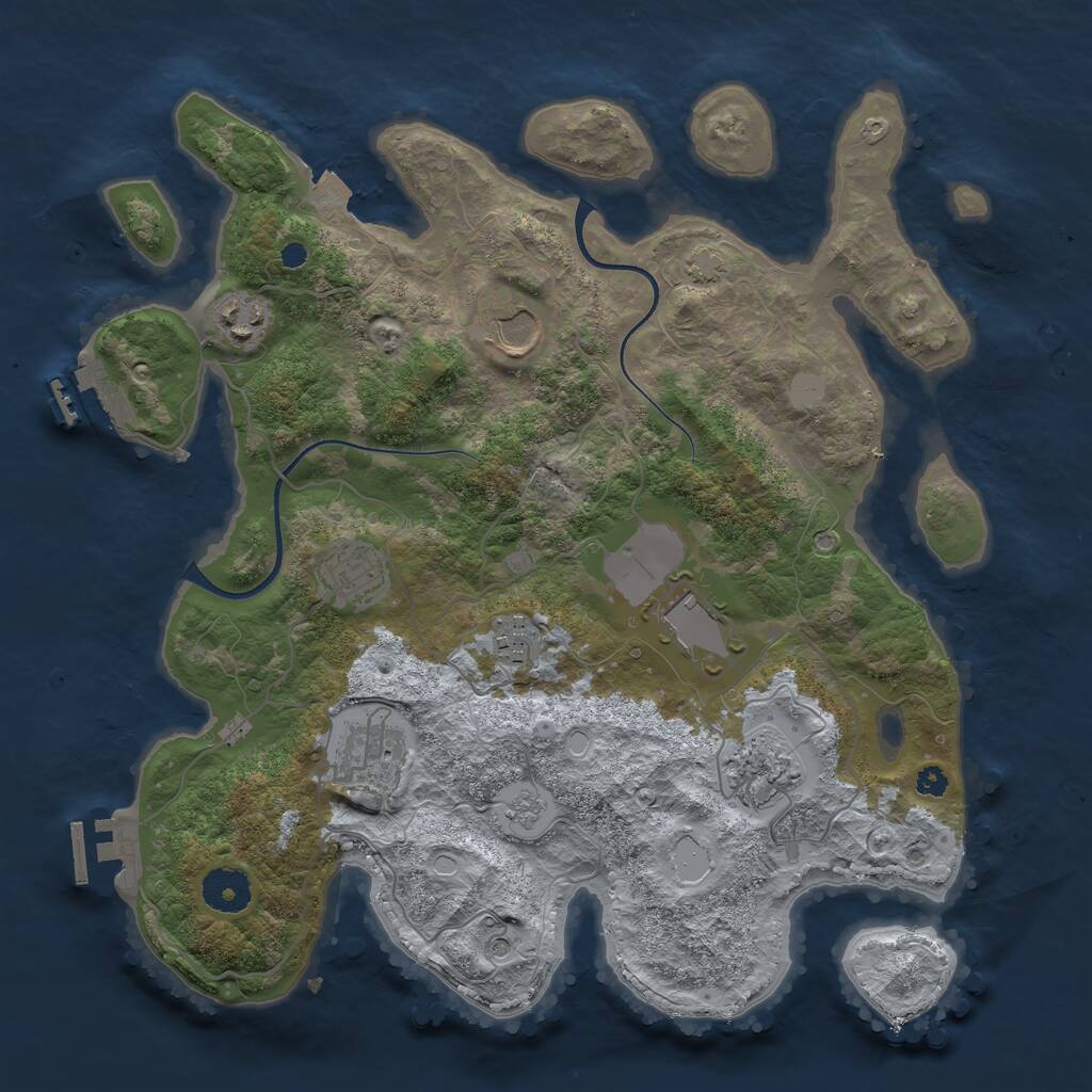 Rust Map: Procedural Map, Size: 3500, Seed: 1252830486, 13 Monuments
