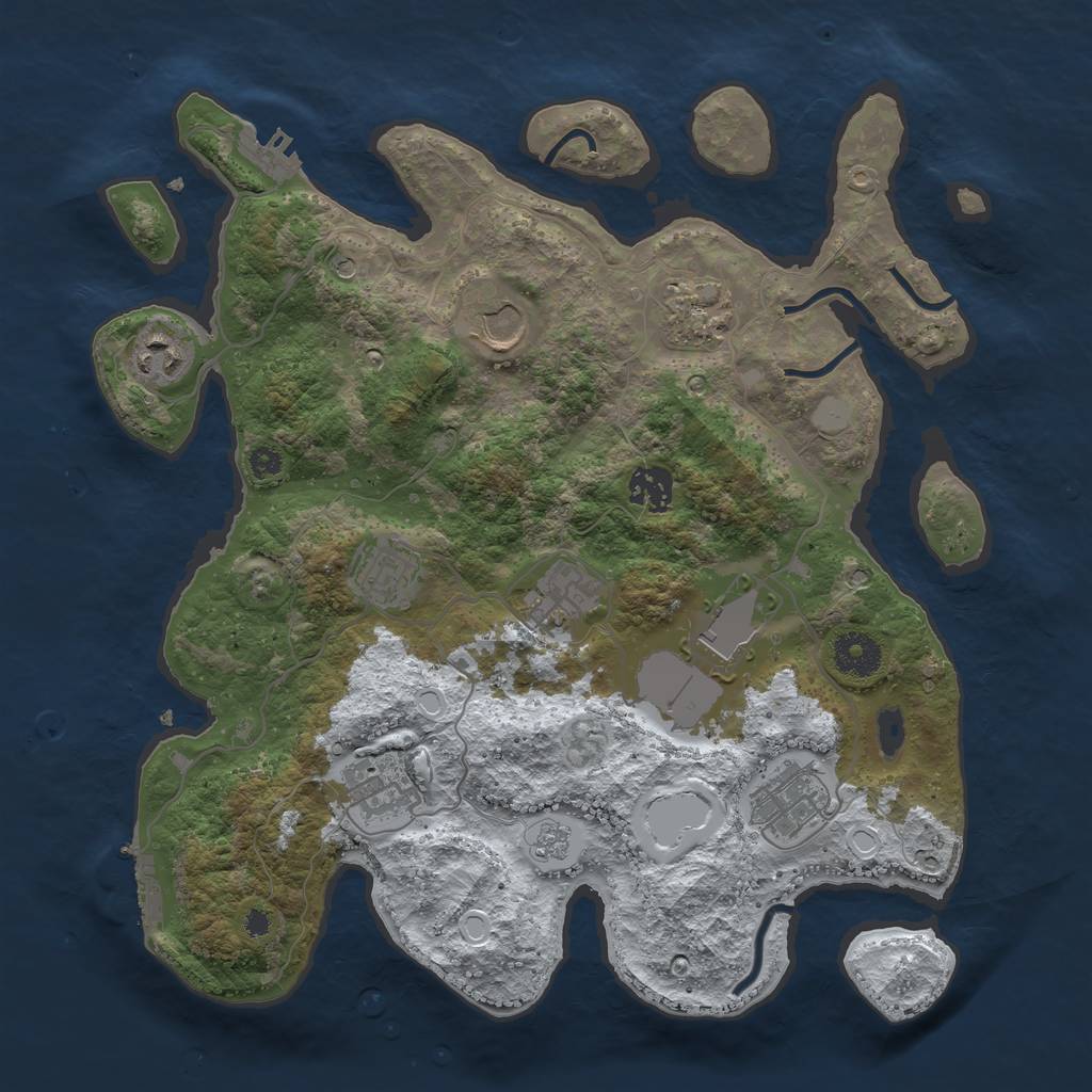 Rust Map: Procedural Map, Size: 3500, Seed: 1252830486, 18 Monuments