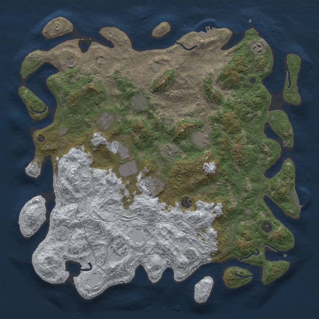 Rust Map: Procedural Map, Size: 4500, Seed: 55661281, 19 Monuments