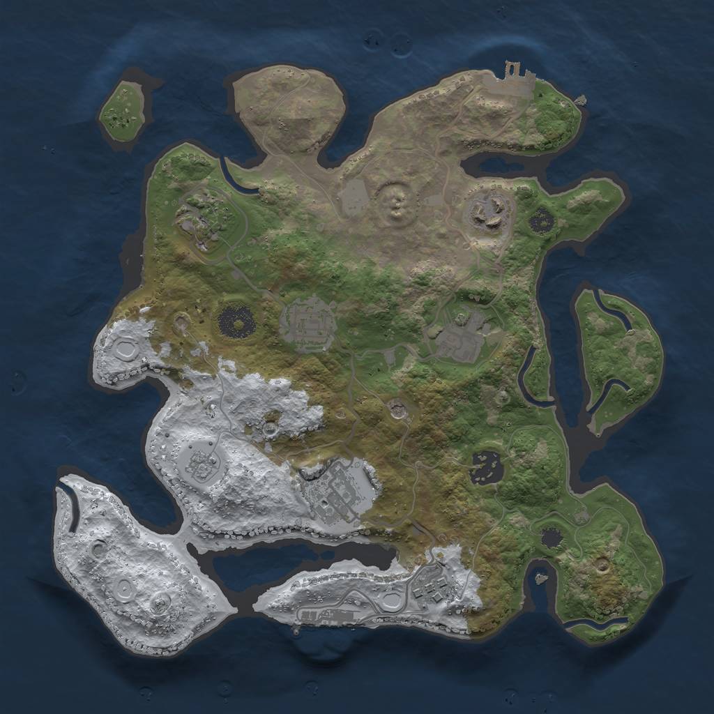 Rust Map: Procedural Map, Size: 3000, Seed: 555850160, 16 Monuments