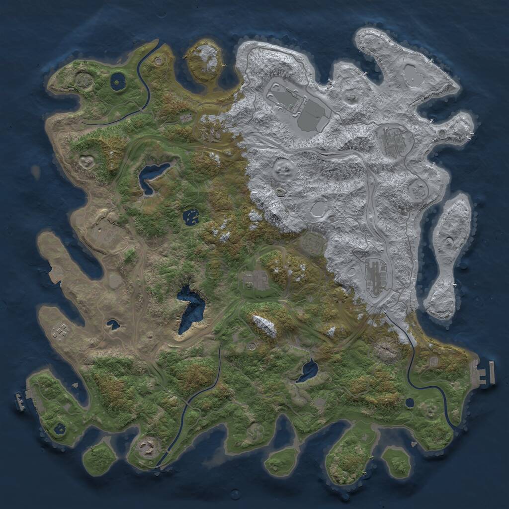 Rust Map: Procedural Map, Size: 4500, Seed: 904, 16 Monuments