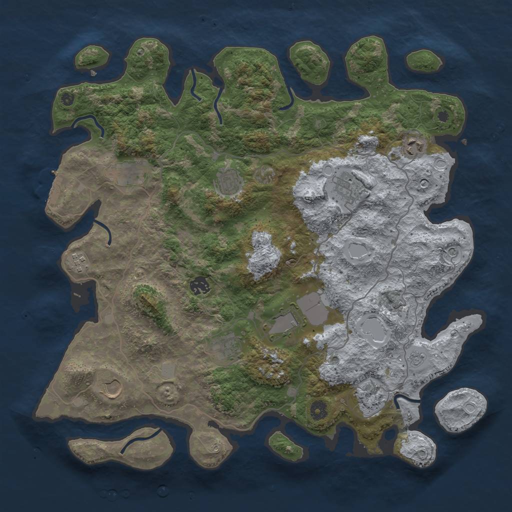 Rust Map: Procedural Map, Size: 4050, Seed: 679801608, 18 Monuments
