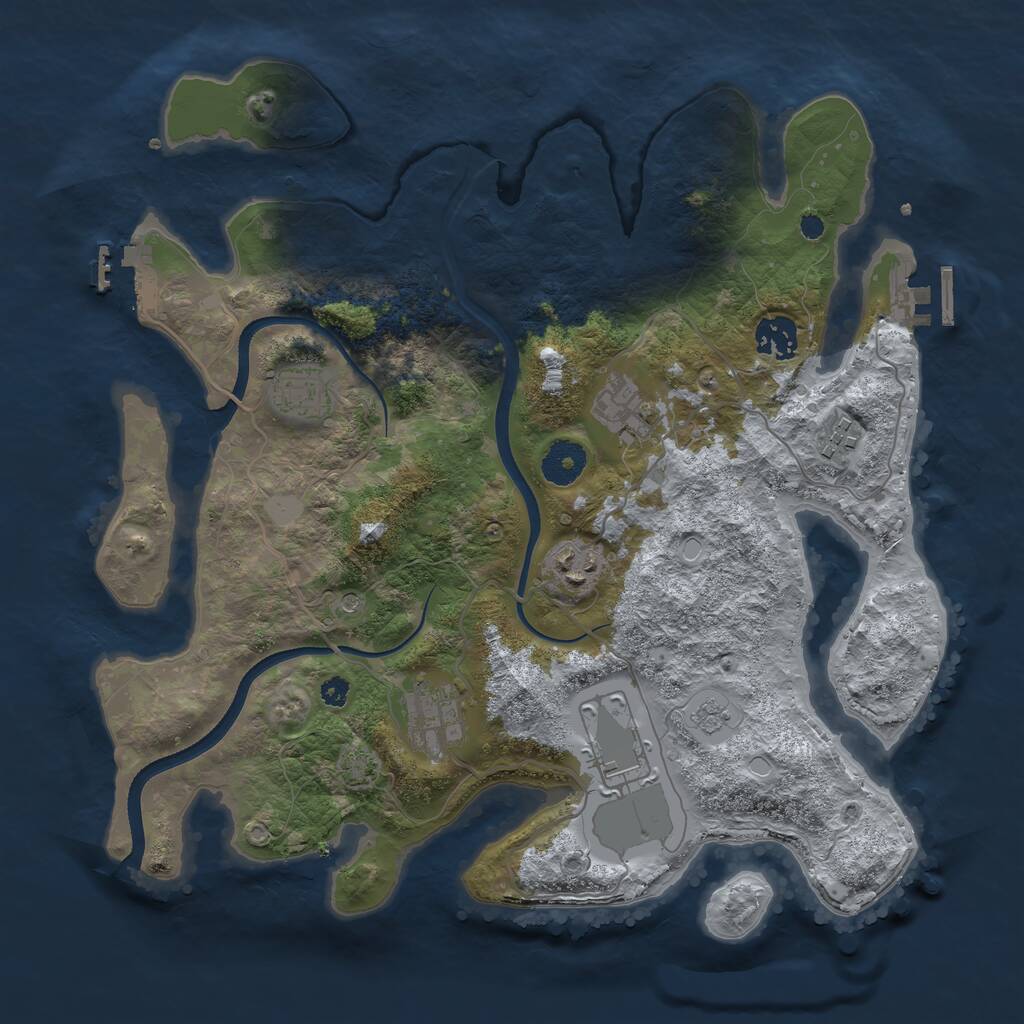 Rust Map: Procedural Map, Size: 3500, Seed: 20000, 13 Monuments