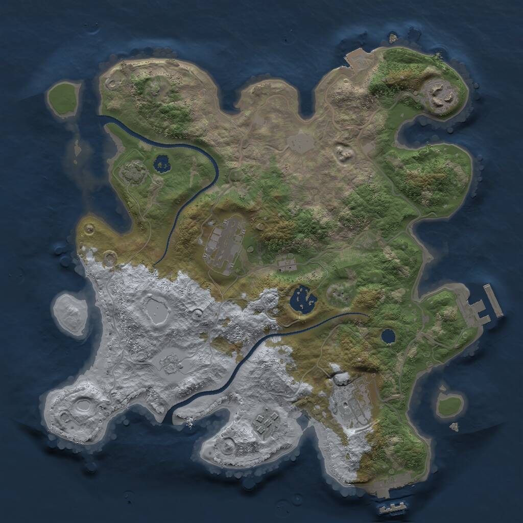 Rust Map: Procedural Map, Size: 3000, Seed: 585529574, 10 Monuments