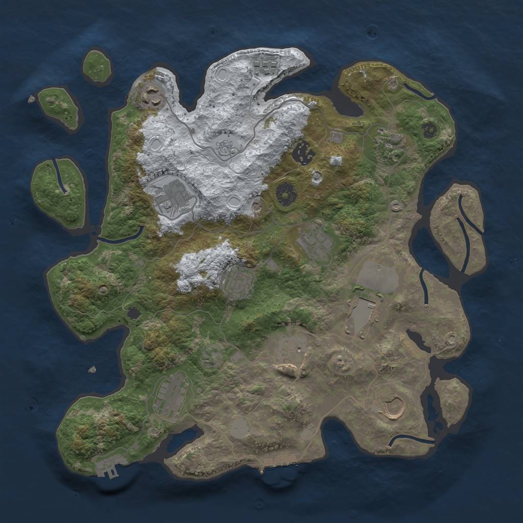 Rust Map: Procedural Map, Size: 3500, Seed: 888510362, 20 Monuments