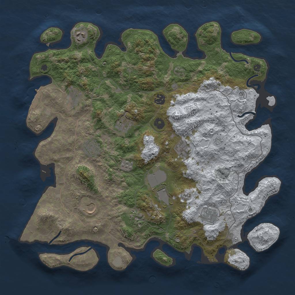 Rust Map: Procedural Map, Size: 4100, Seed: 679801608, 19 Monuments