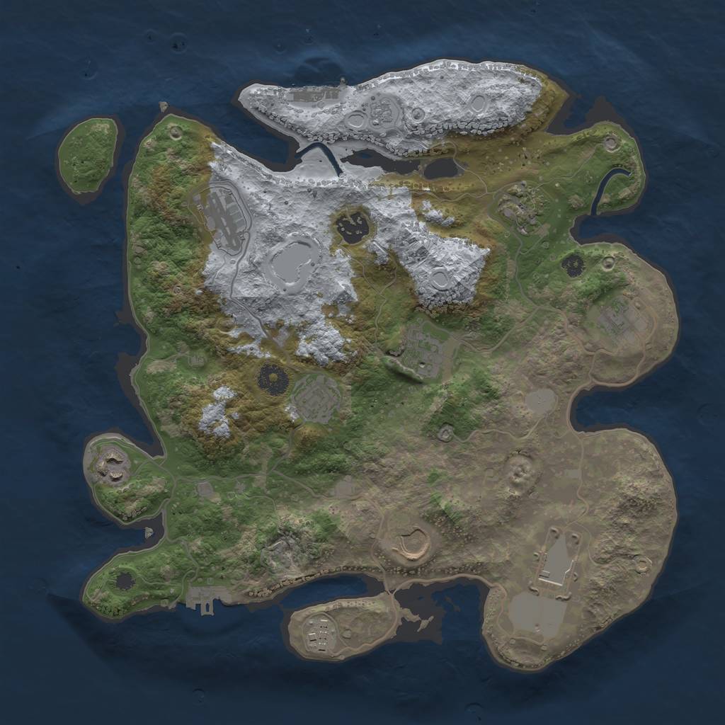 Rust Map: Procedural Map, Size: 3500, Seed: 75544077, 16 Monuments