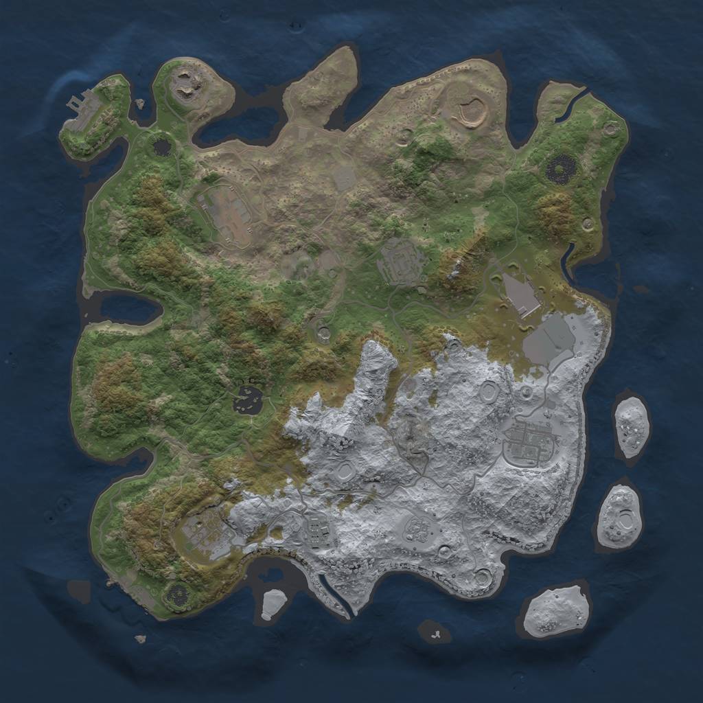 Rust Map: Procedural Map, Size: 3500, Seed: 2139243869, 16 Monuments