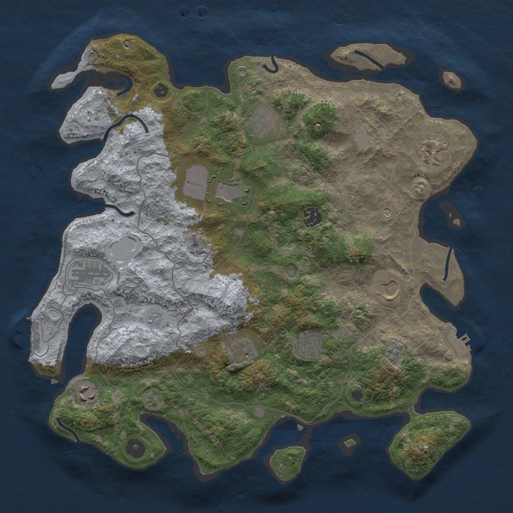 Rust Map: Procedural Map, Size: 4000, Seed: 853826, 17 Monuments