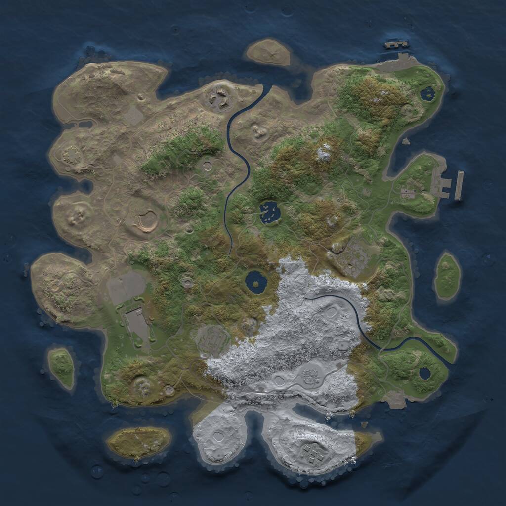 Rust Map: Procedural Map, Size: 3500, Seed: 5308, 13 Monuments