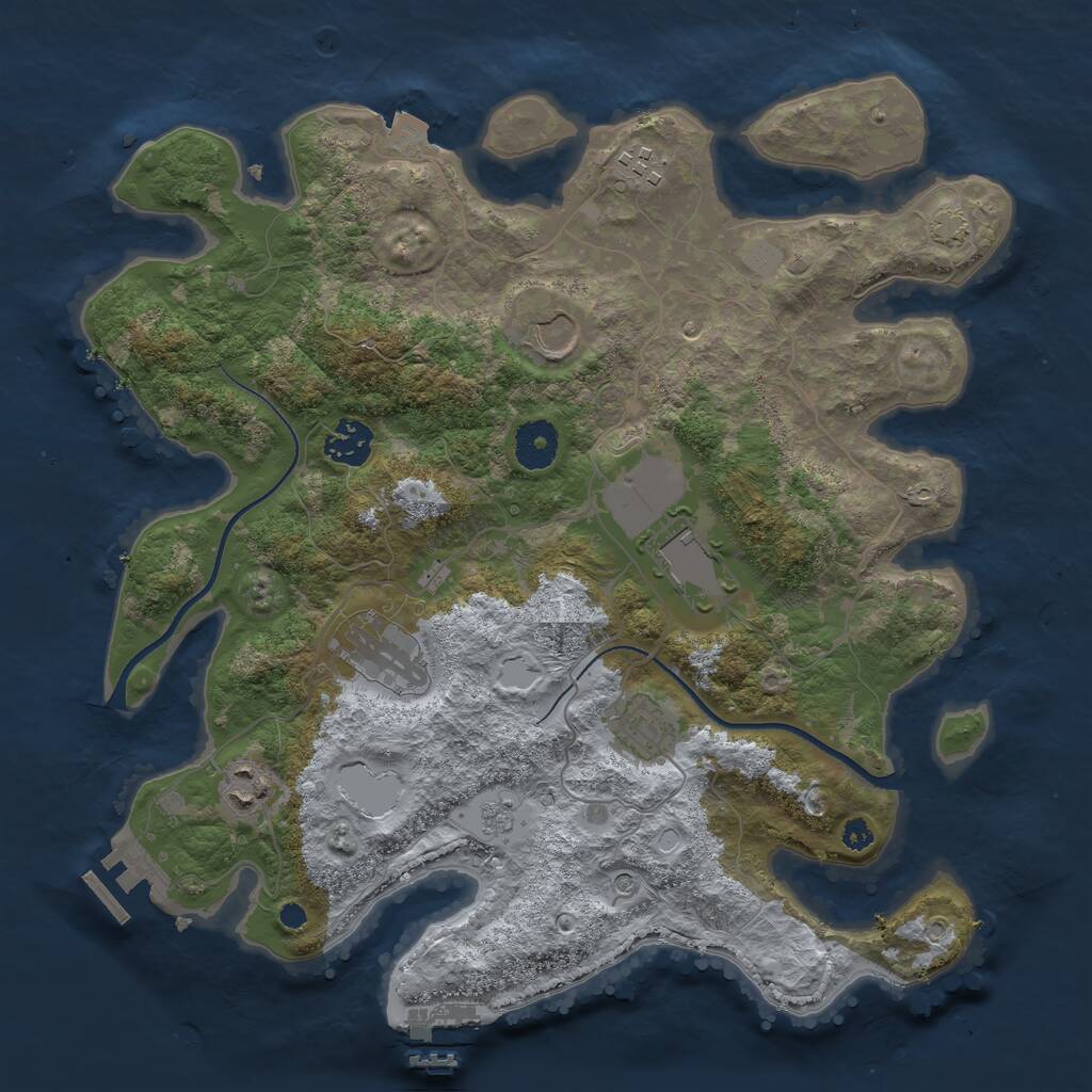 Rust Map: Procedural Map, Size: 3500, Seed: 39432359, 13 Monuments