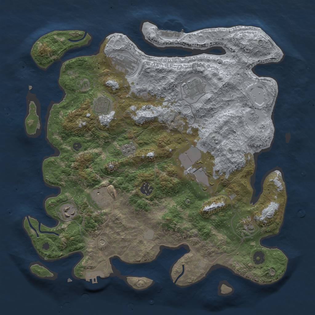 Rust Map: Procedural Map, Size: 3700, Seed: 1761041269, 18 Monuments