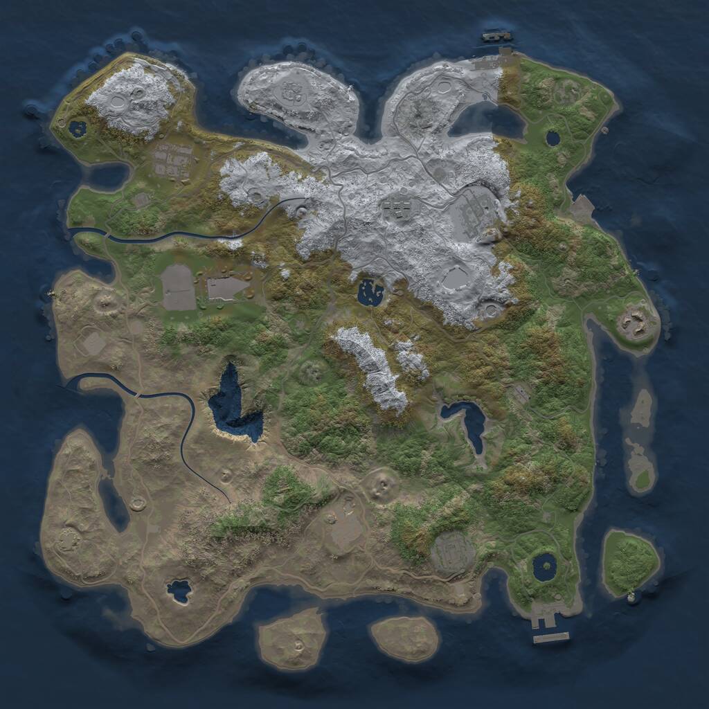 Rust Map: Procedural Map, Size: 4000, Seed: 67384875, 14 Monuments