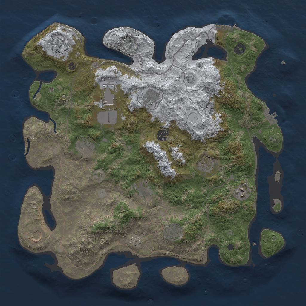 Rust Map: Procedural Map, Size: 4000, Seed: 67384875, 20 Monuments