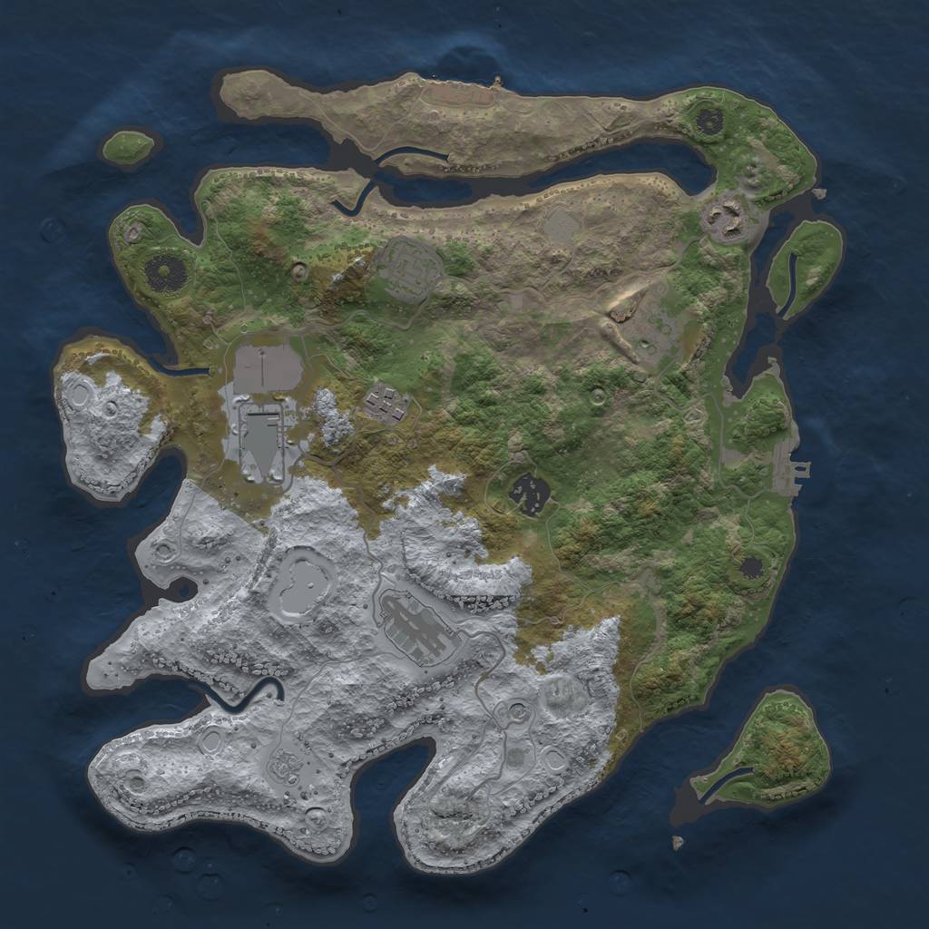 Rust Map: Procedural Map, Size: 3500, Seed: 324285645, 16 Monuments