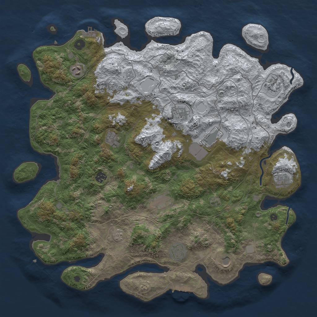 Rust Map: Procedural Map, Size: 4500, Seed: 2125942965, 20 Monuments