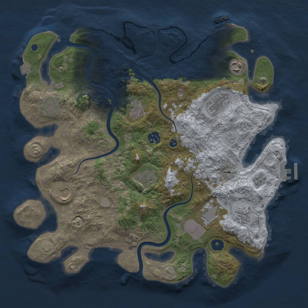 Rust Map: Procedural Map, Size: 3800, Seed: 96327287, 16 Monuments