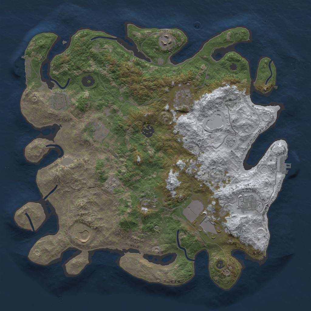 Rust Map: Procedural Map, Size: 3800, Seed: 96327287, 19 Monuments