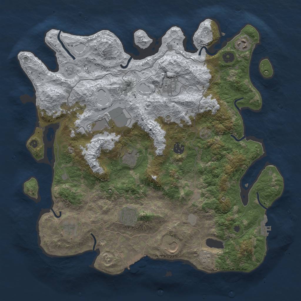 Rust Map: Procedural Map, Size: 4000, Seed: 2543978, 18 Monuments