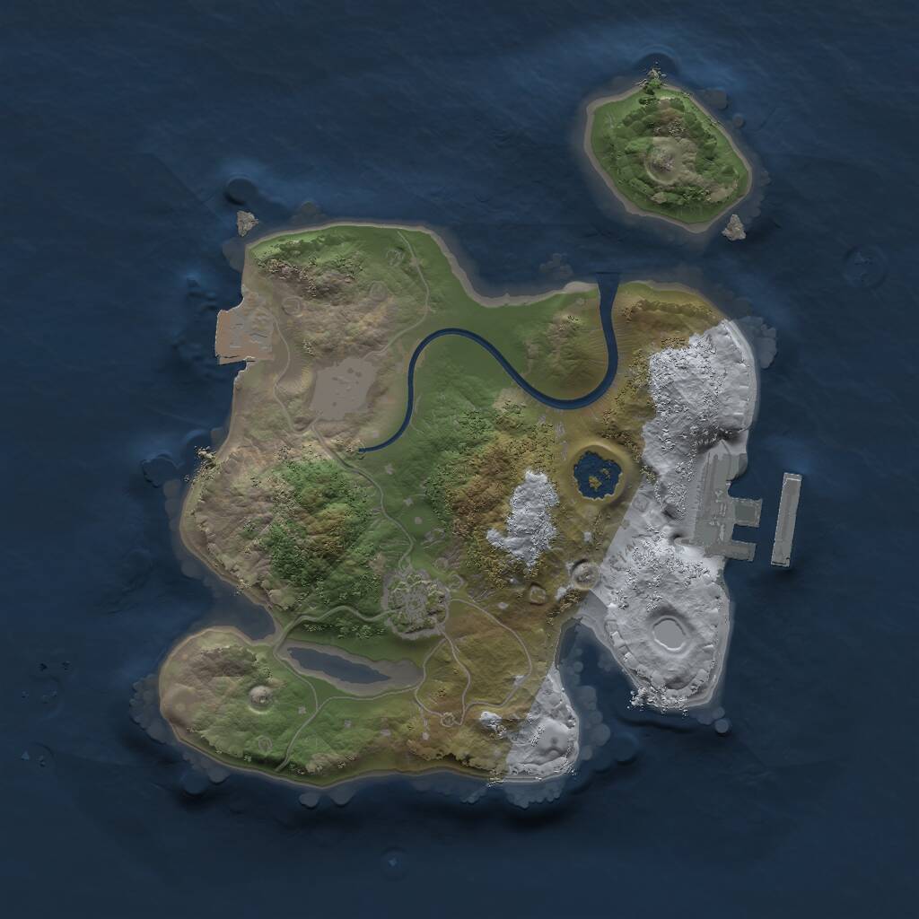 Rust Map: Procedural Map, Size: 2000, Seed: 1370577115, 3 Monuments