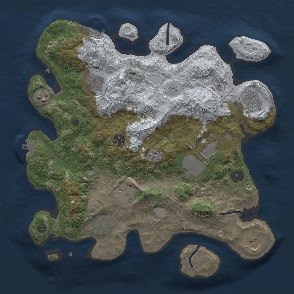 Rust Map: Procedural Map, Size: 3500, Seed: 254530926, 18 Monuments