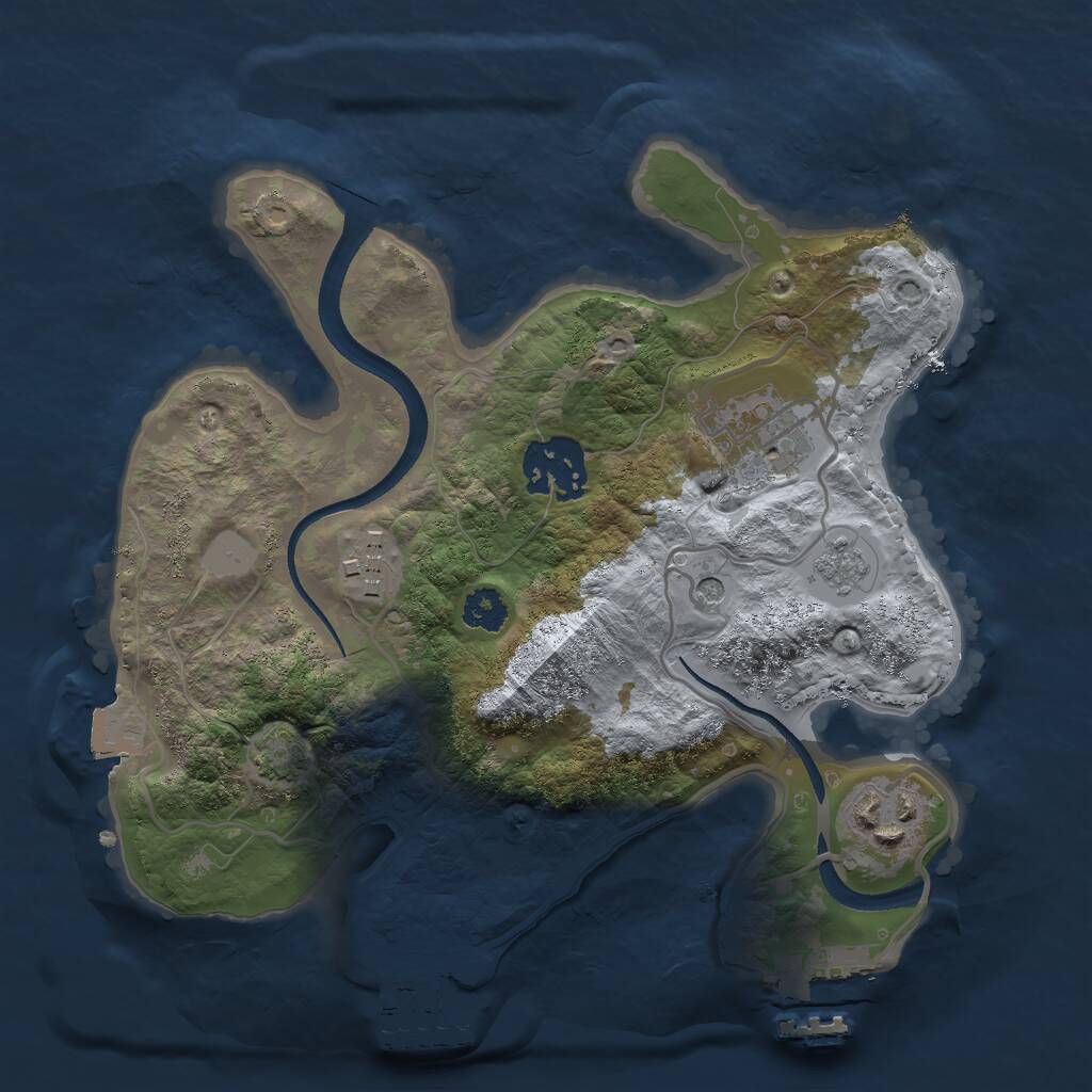 Rust Map: Procedural Map, Size: 2500, Seed: 1614264707, 10 Monuments