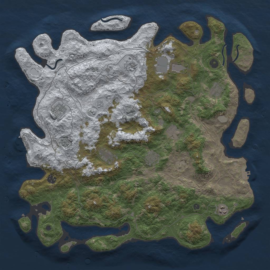 Rust Map: Procedural Map, Size: 4500, Seed: 2073, 19 Monuments