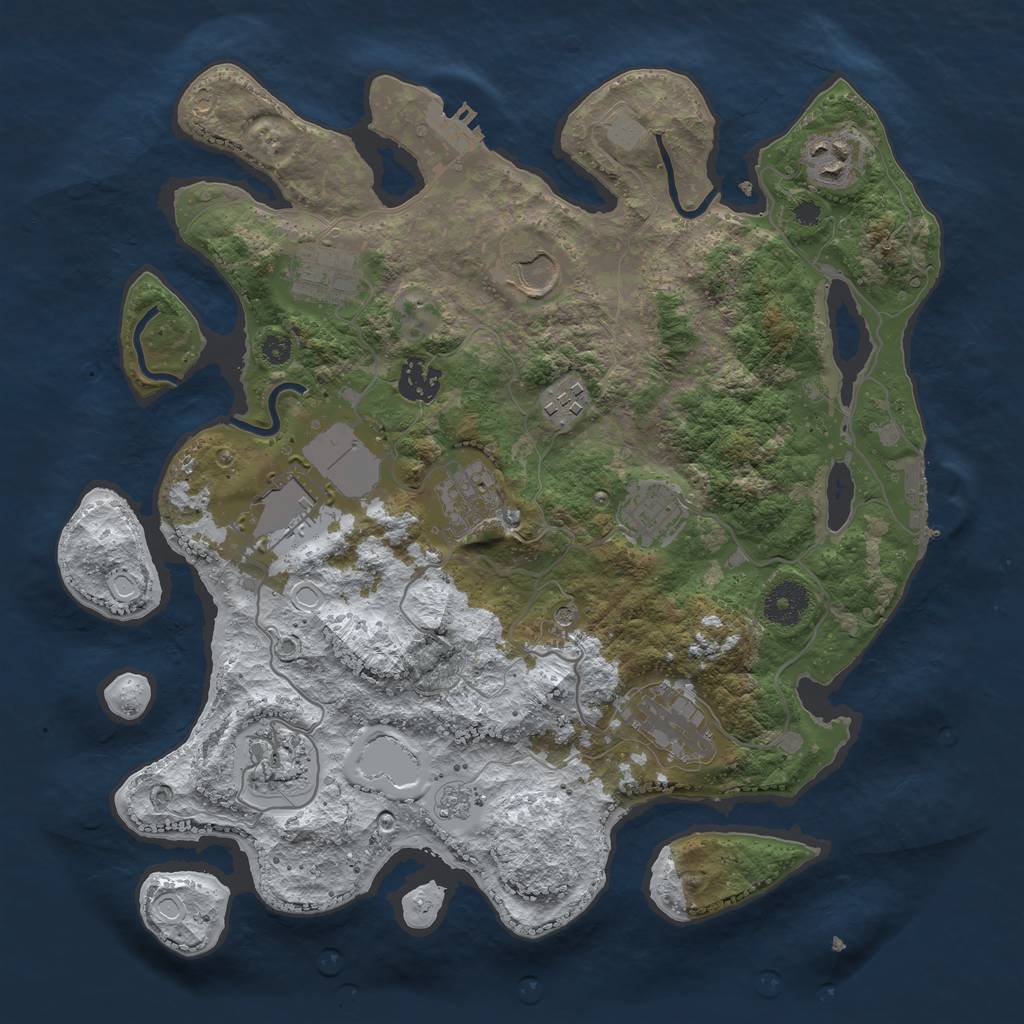 Rust Map: Procedural Map, Size: 3500, Seed: 1596768781, 19 Monuments