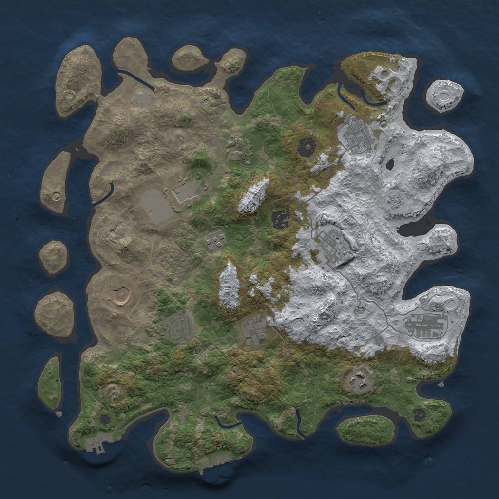 Rust Map: Procedural Map, Size: 3850, Seed: 698373149, 20 Monuments