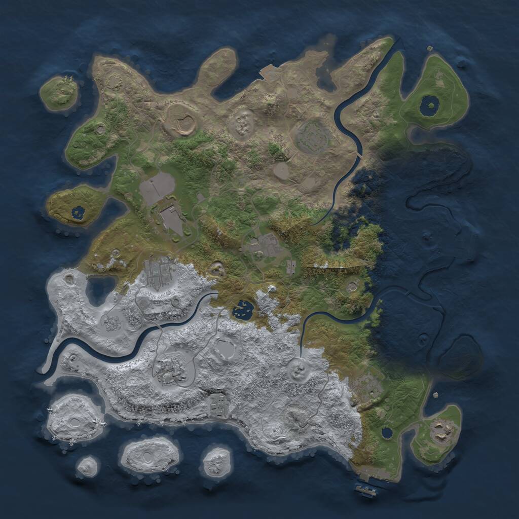 Rust Map: Procedural Map, Size: 3850, Seed: 424409538, 16 Monuments