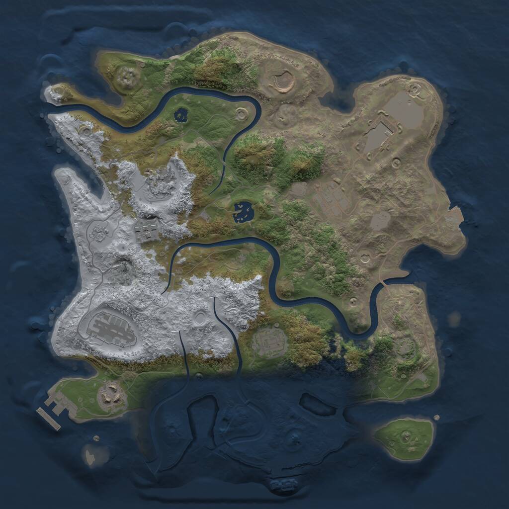 Rust Map: Procedural Map, Size: 3500, Seed: 5929711, 15 Monuments