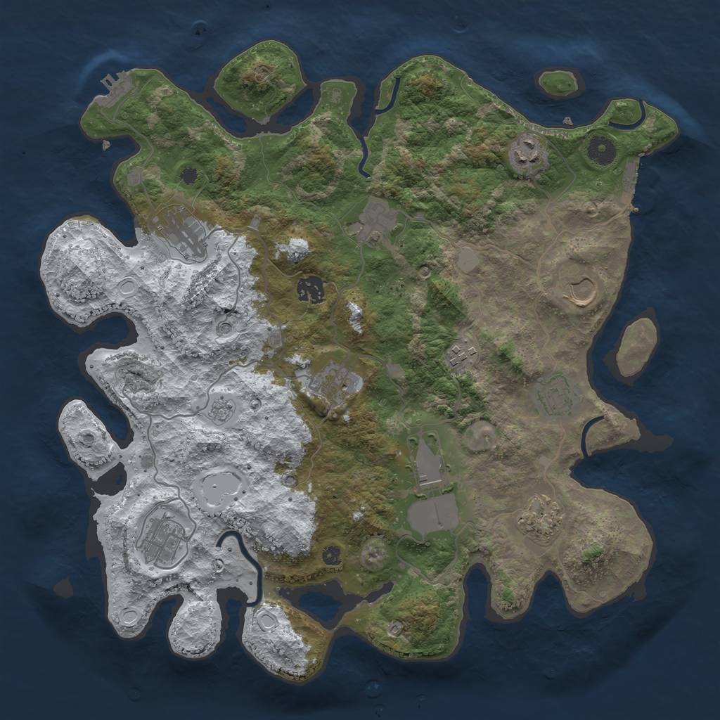 Rust Map: Procedural Map, Size: 3800, Seed: 1288438907, 20 Monuments