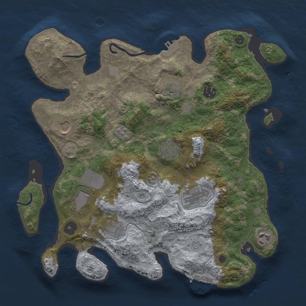 Rust Map: Procedural Map, Size: 3500, Seed: 1375102408, 18 Monuments
