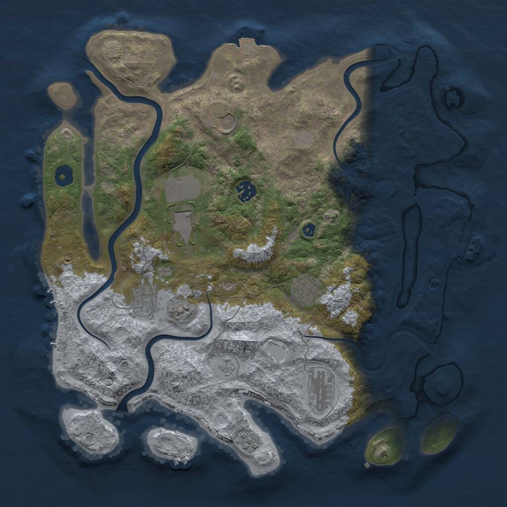 Rust Map: Procedural Map, Size: 3750, Seed: 76878119, 12 Monuments