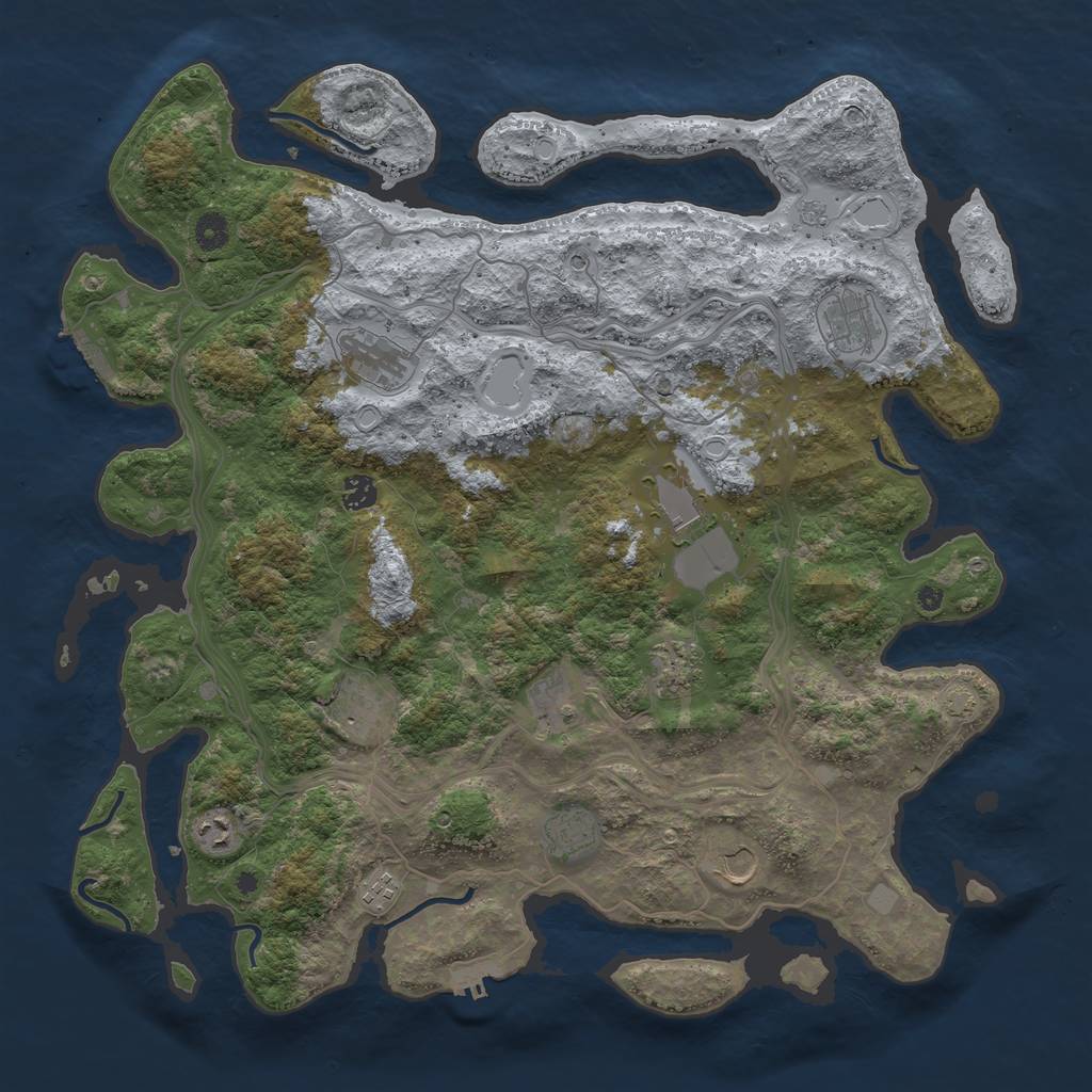 Rust Map: Procedural Map, Size: 4500, Seed: 23523, 19 Monuments