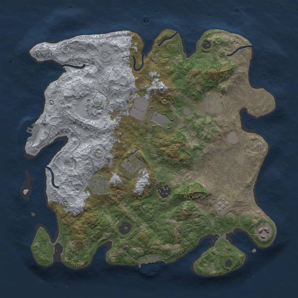 Rust Map: Procedural Map, Size: 3500, Seed: 1384342465, 17 Monuments