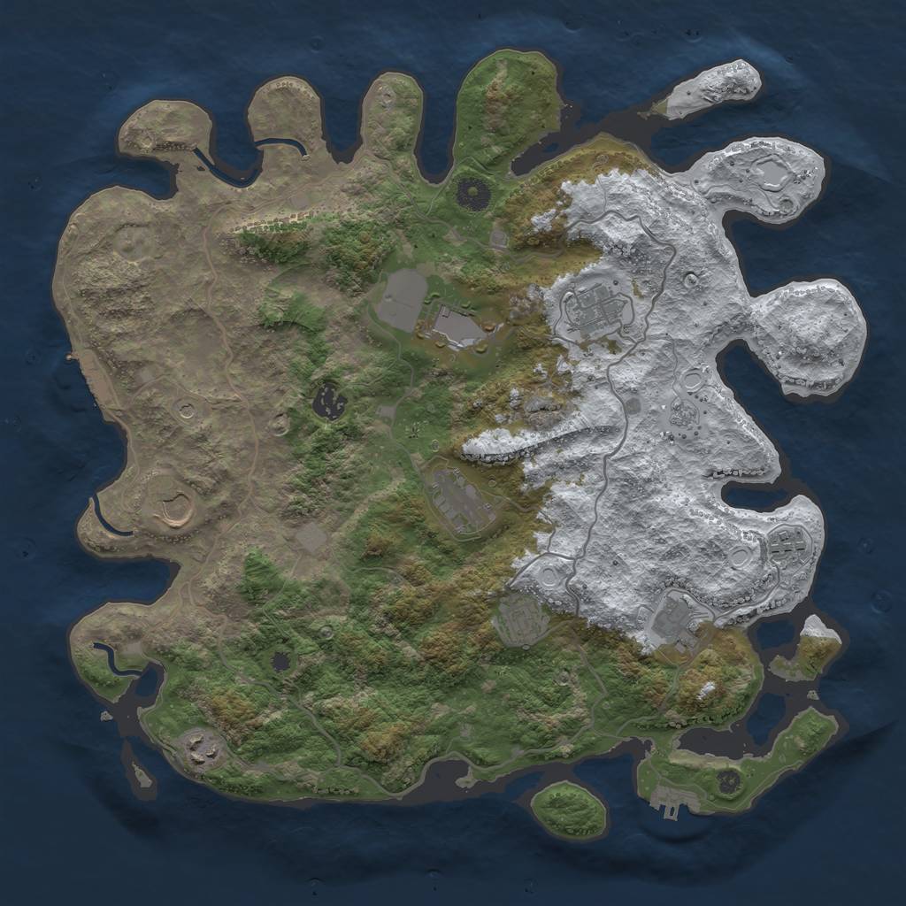 Rust Map: Procedural Map, Size: 4000, Seed: 1680106109, 18 Monuments