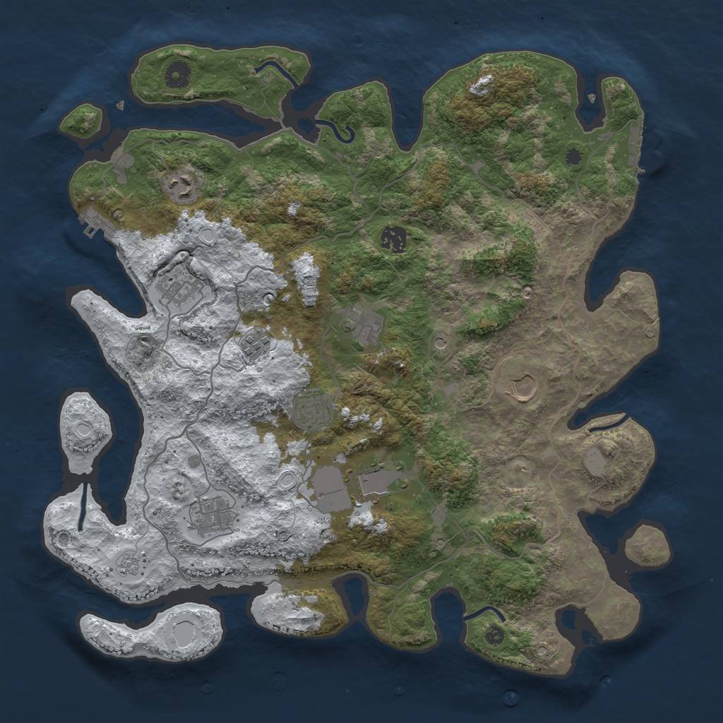 Rust Map: Procedural Map, Size: 4000, Seed: 21164265, 18 Monuments