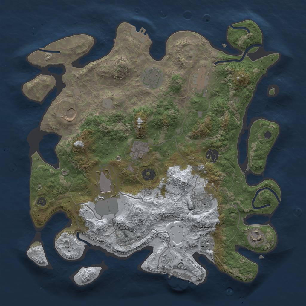 Rust Map: Procedural Map, Size: 3500, Seed: 270285039, 18 Monuments