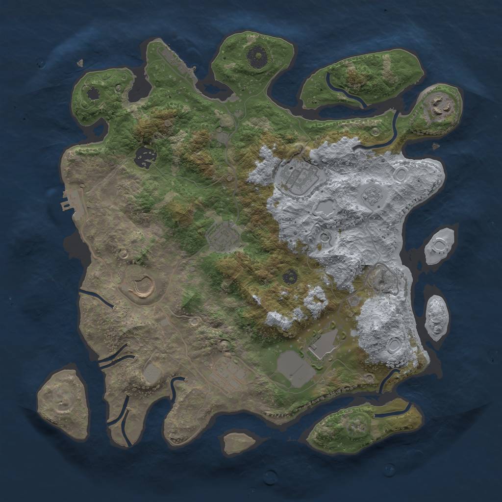 Rust Map: Procedural Map, Size: 3500, Seed: 1591501055, 16 Monuments