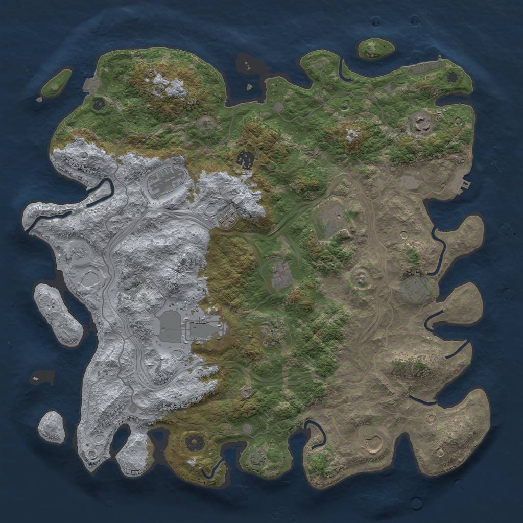 Rust Map: Procedural Map, Size: 4300, Seed: 91778421, 18 Monuments